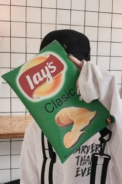 Y2K Retro Weirdcore Lays Chips Crossbody Bag - Unique 90s Fashion Statement Accessory