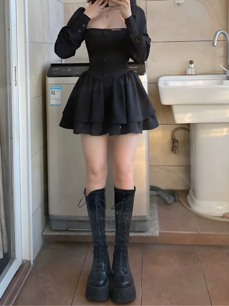 Y2K Ruffled Layered Corset Mini Dress - Perfect Retro Style for Summer Outfits Y2K Ruffled Layered Corset Mini Dress - Perfect Retro Style for Summer Outfits