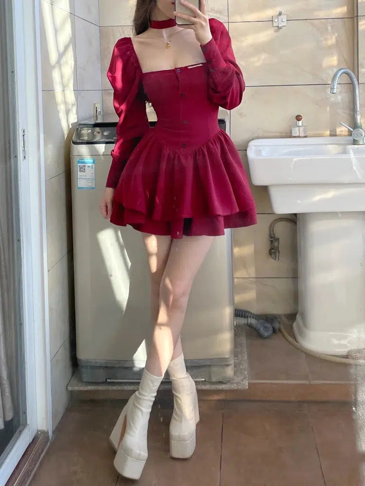 Y2K Ruffled Layered Corset Mini Dress - Perfect Retro Style for Summer Outfits Y2K Ruffled Layered Corset Mini Dress - Perfect Retro Style for Summer Outfits