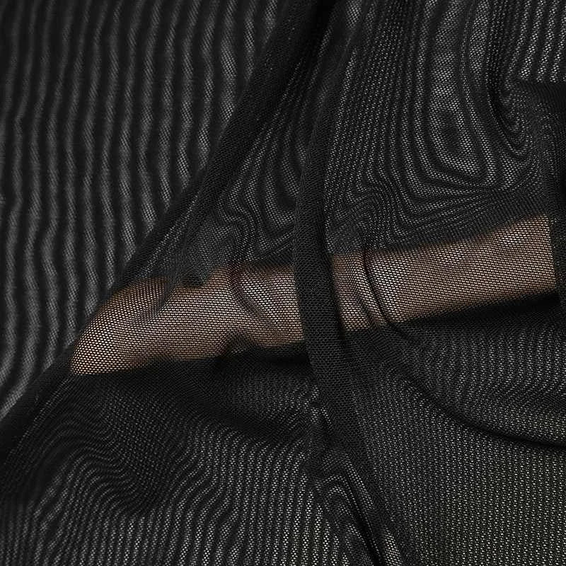 Y2K Sheer Mesh Turtle Neck Top - Retro 90s Grunge Style