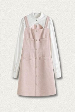 Y2K Soft Girl Mini Dress with Shirt Sleeves - Retro Style Douyin Dress