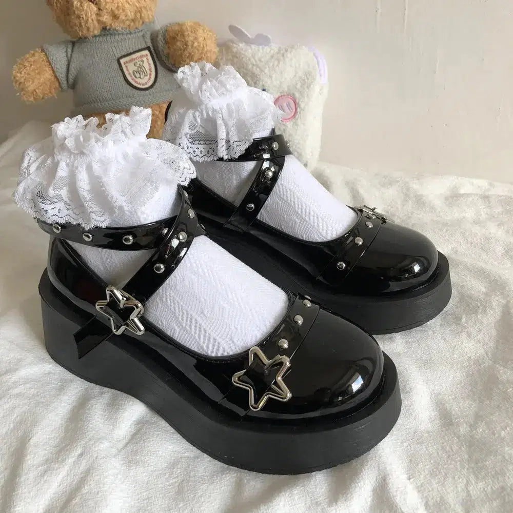 Y2K Star Buckled Platform Mary Jane Shoes - Retro Style Y2K Shoes Y2K Star Buckled Platform Mary Jane Shoes - Retro Style Y2K Shoes