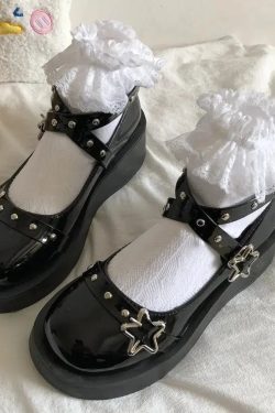 Y2K Star Buckled Platform Mary Jane Shoes - Retro Style Y2K Shoes