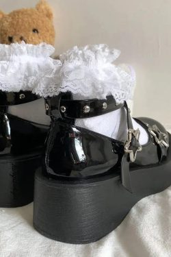 Y2K Star Buckled Platform Mary Jane Shoes - Retro Style Y2K Shoes