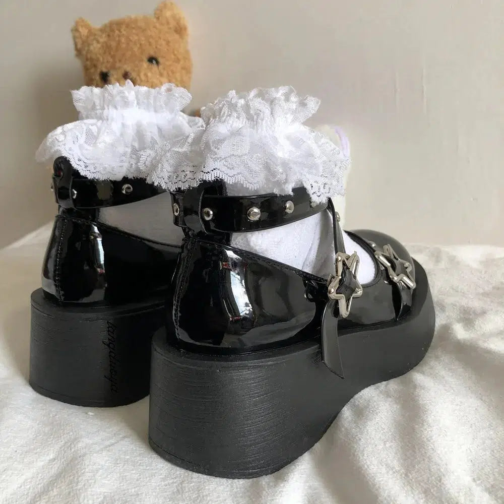 Y2K Star Buckled Platform Mary Jane Shoes - Retro Style Y2K Shoes Y2K Star Buckled Platform Mary Jane Shoes - Retro Style Y2K Shoes