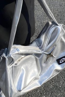 Y2K Star Faux Leather Bag - Retro Style Grunge Accessory for 90s and Y2K Outfits
