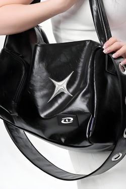Y2K Star Faux Leather Bag - Retro Style Grunge Accessory for 90s and Y2K Outfits