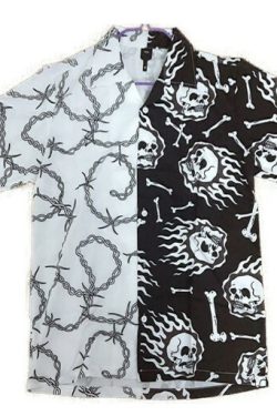 Adalyn Patchwork Vintage Shirt - Y2K Summer Grunge, 90S Retro, Pastel Goth, Y2K Club Outfit