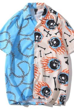 Adalyn Patchwork Vintage Shirt - Y2K Summer Grunge, 90S Retro, Pastel Goth, Y2K Club Outfit