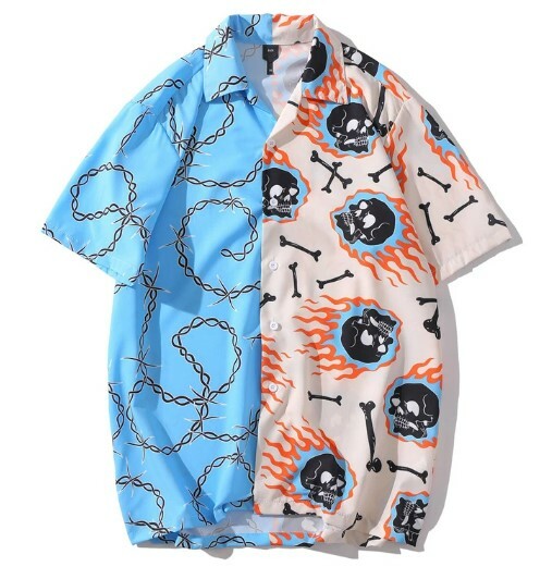 Adalyn Patchwork Vintage Shirt - Y2K Summer Grunge, 90S Retro, Pastel Goth, Y2K Club Outfit Adalyn Patchwork Vintage Shirt - Y2K Summer Grunge, 90S Retro, Pastel Goth, Y2K Club Outfit