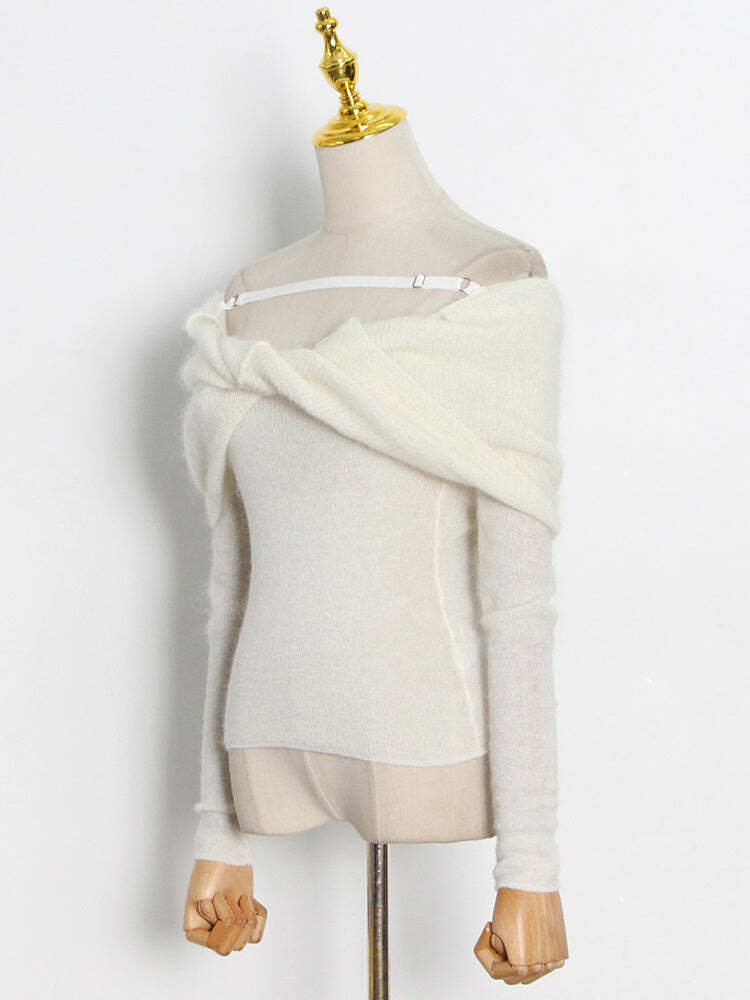 Alberta Knitted Blouse - Y2K Summer Grunge Top, 90S Fashion, Retro Style, Pastel Goth Outfits