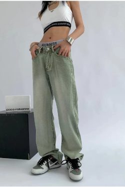 Alice Baggy Casual Jeans - Y2K Summer & 90S Grunge Fashion, Retro Hip Hop, Y2K Club & Party Outfits