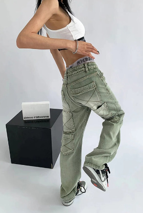 Alice Baggy Casual Jeans - Y2K Summer & 90S Grunge Fashion, Retro Hip Hop, Y2K Club & Party Outfits
