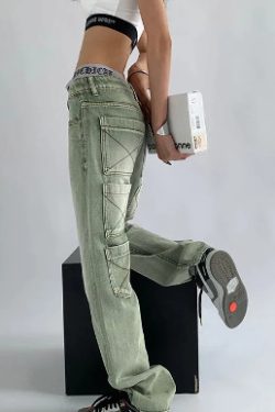 Alice Baggy Casual Jeans - Y2K Summer & 90S Grunge Fashion, Retro Hip Hop, Y2K Club & Party Outfits