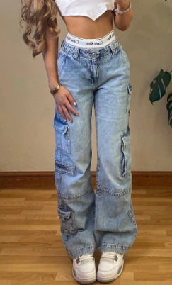 Allison Cargo Jeans - Y2K Summer Grunge, 90S Retro, Pastel Goth, Hip Hop Fashion For Women