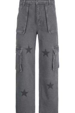 Amelia Denim Baggy Jeans - Y2K Summer Grunge, 90S Retro, Hip Hop Fashion, Y2K Club Outfits