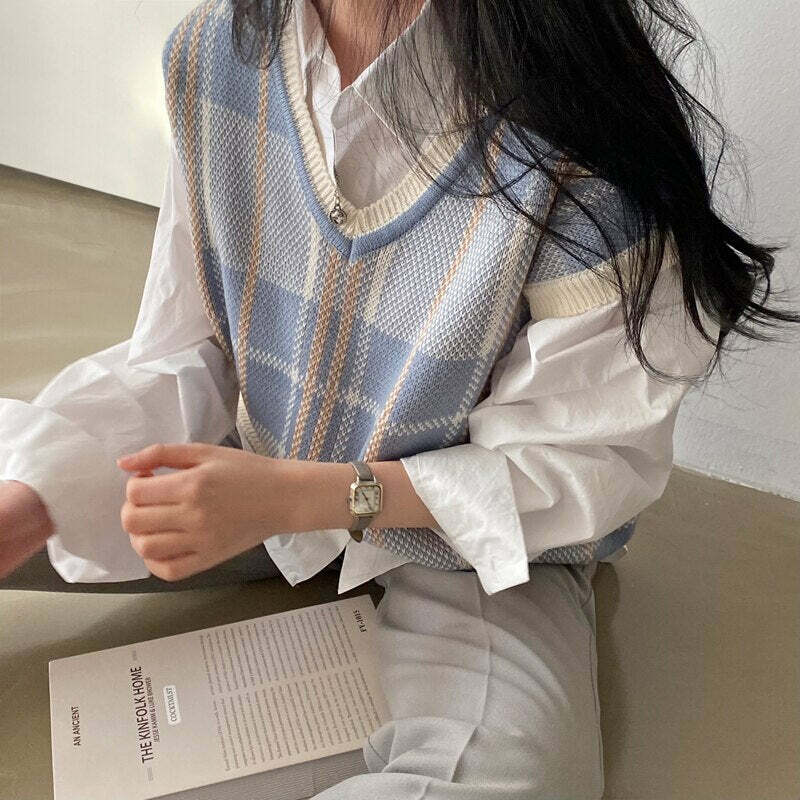 Amelia Knitted Vest - Y2K Summer Grunge, 90S Retro Style, Y2K Club & Party Outfits Amelia Knitted Vest - Y2K Summer Grunge, 90S Retro Style, Y2K Club & Party Outfits