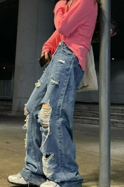 Anastasia Grunge Straight Pants - Y2K Summer, 90S Fashion, Retro Style, Gothic Y2K Outfits