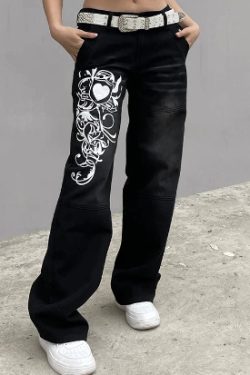 Anna High Waist Cargo Jeans - Y2K Summer, 90S Grunge, Retro Style, Y2K Club & Party Outfits