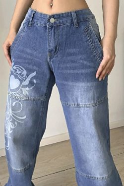 Anna High Waist Cargo Jeans - Y2K Summer, 90S Grunge, Retro Style, Y2K Club & Party Outfits