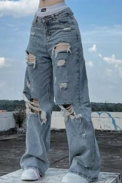 Arabella Ripped Jeans - Y2K Summer Grunge, 90S Fashion, Retro Style, Y2K Club & Party Outfits