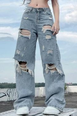 Arabella Ripped Jeans - Y2K Summer Grunge, 90S Fashion, Retro Style, Y2K Club & Party Outfits