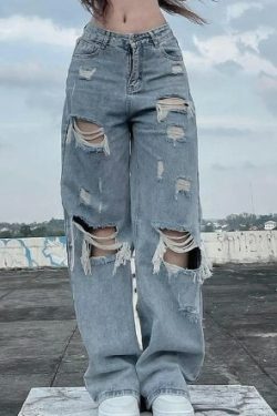 Arabella Ripped Jeans - Y2K Summer Grunge, 90S Fashion, Retro Style, Y2K Club & Party Outfits