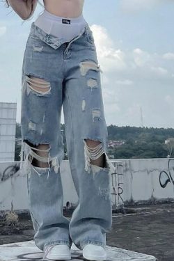 Arabella Ripped Jeans - Y2K Summer Grunge, 90S Fashion, Retro Style, Y2K Club & Party Outfits
