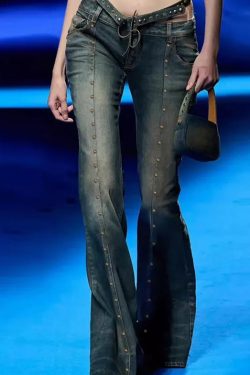 Aria Denim Flared Jeans - Y2K Summer & 90S Retro Style, Grunge, Hip Hop, Pastel Goth Outfits