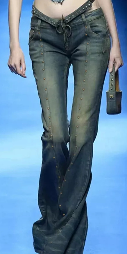 Aria Denim Flared Jeans - Y2K Summer & 90S Retro Style, Grunge, Hip Hop, Pastel Goth Outfits