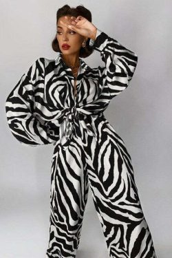 Asha Zebra Two Piece Set - Y2K Summer Grunge Outfit, 90S Fashion, Retro Style, Y2K Party