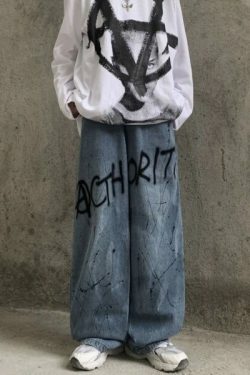 Athena Baggy Jeans - Y2K Summer Grunge, 90S Retro, Pastel Goth, Hip Hop Fashion For Women