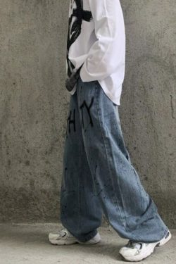 Athena Baggy Jeans - Y2K Summer Grunge, 90S Retro, Pastel Goth, Hip Hop Fashion For Women