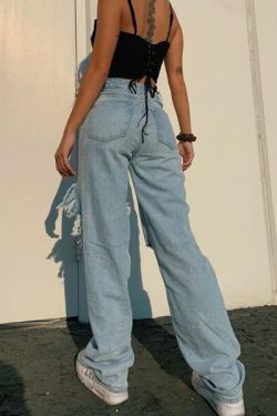 Aubrey Ripped Jeans - Y2K Summer Grunge, 90S Retro Style, Hip Hop Fashion, Y2K Club Outfits