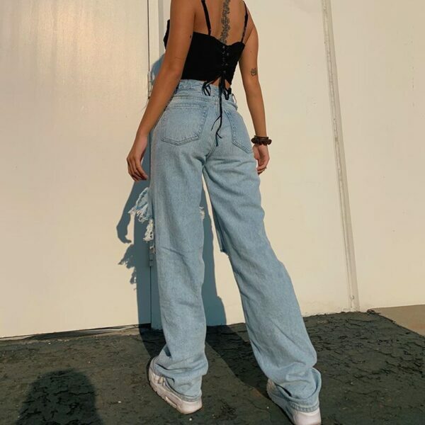 Aubrey Ripped Jeans - Y2K Summer Grunge, 90S Retro Style, Hip Hop Fashion, Y2K Club Outfits