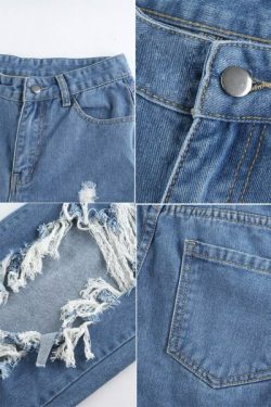 Aubrey Ripped Jeans - Y2K Summer Grunge, 90S Retro Style, Hip Hop Fashion, Y2K Club Outfits