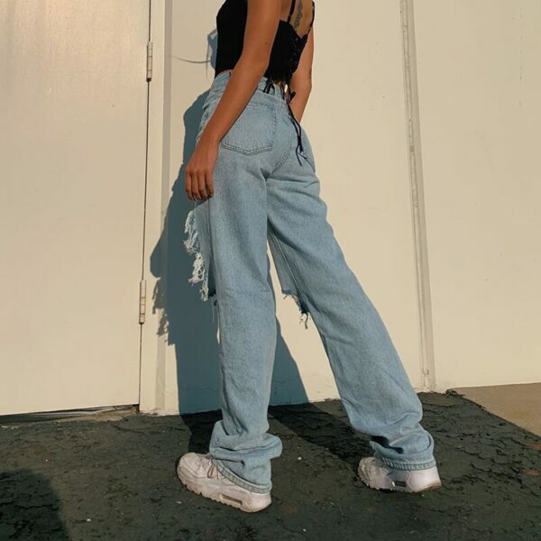 Aubrey Ripped Jeans - Y2K Summer Grunge, 90S Retro Style, Hip Hop Fashion, Y2K Club Outfits