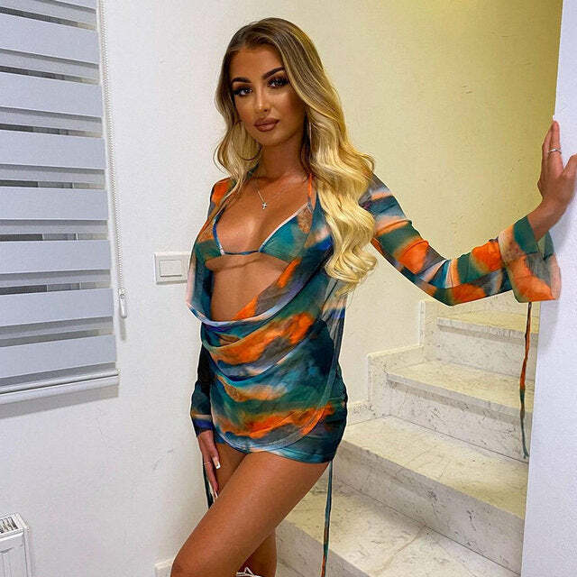 Aurora Three Piece Set - Y2K Summer Grunge Outfit, 90S Fashion, Retro Style, Y2K Party Look Aurora Three Piece Set - Y2K Summer Grunge Outfit, 90S Fashion, Retro Style, Y2K Party Look