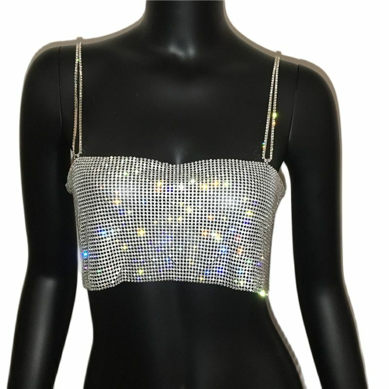 Ava Rhinestone Top - Y2K Summer, 90S Grunge, Retro Party, Y2K Club, Popstar, Gothic Y2