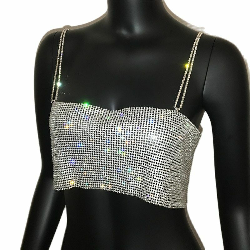 Ava Rhinestone Top - Y2K Summer, 90S Grunge, Retro Party, Y2K Club, Popstar, Gothic Y2