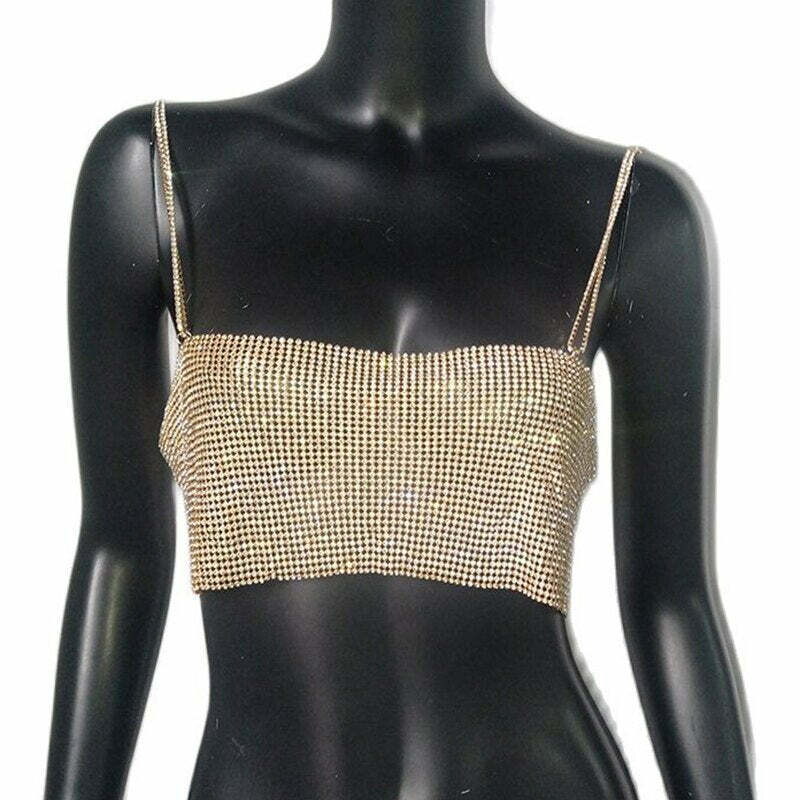 Ava Rhinestone Top - Y2K Summer, 90S Grunge, Retro Party, Y2K Club, Popstar, Gothic Y2