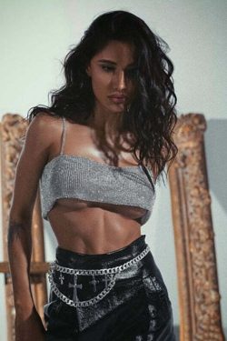 Ava Rhinestone Top - Y2K Summer, 90S Grunge, Retro Party, Y2K Club, Popstar, Gothic Y2