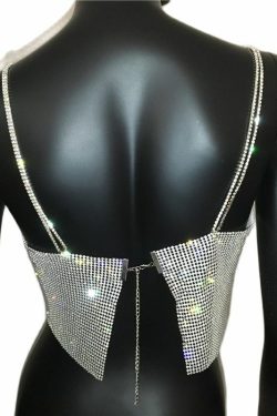 Ava Rhinestone Top - Y2K Summer, 90S Grunge, Retro Party, Y2K Club, Popstar, Gothic Y2