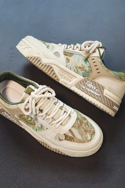 Beige And Green Sneakers - Y2K Summer, 90S Grunge, Retro Hip Hop, Pastel Goth, Y2K Club Out