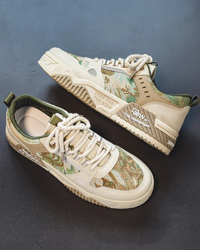 Beige And Green Sneakers - Y2K Summer, 90S Grunge, Retro Hip Hop, Pastel Goth, Y2K Club Out
