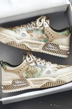 Beige And Green Sneakers - Y2K Summer, 90S Grunge, Retro Hip Hop, Pastel Goth, Y2K Club Out