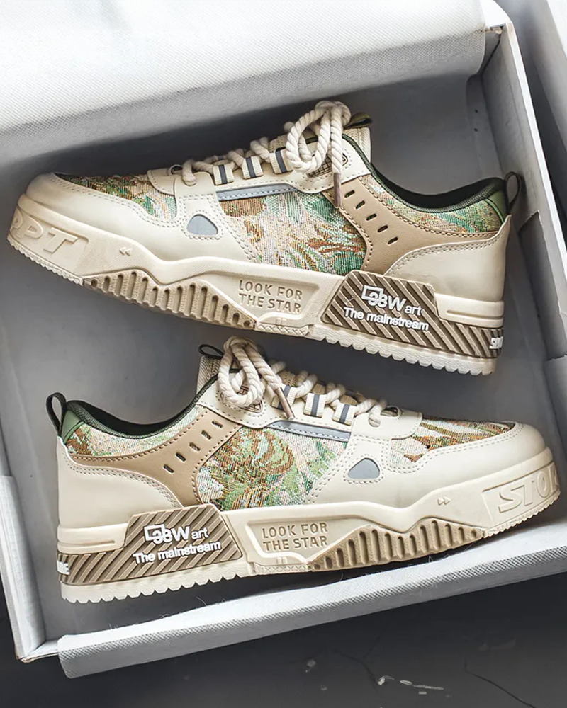 Beige And Green Sneakers - Y2K Summer, 90S Grunge, Retro Hip Hop, Pastel Goth, Y2K Club Out