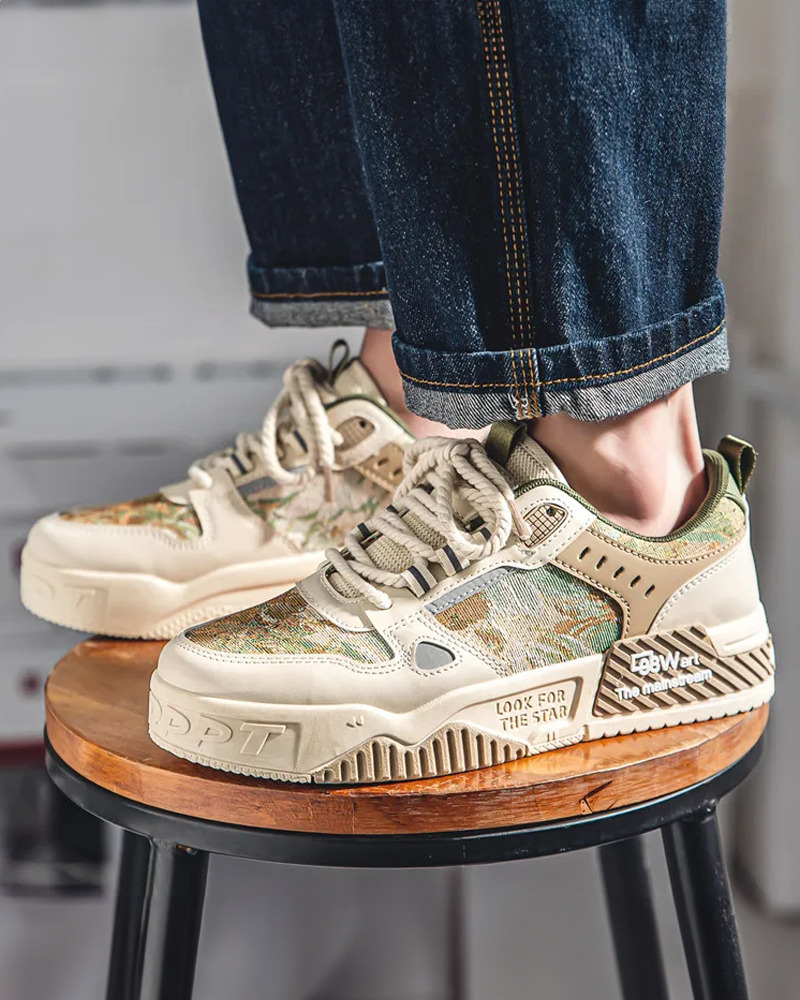 Beige And Green Sneakers - Y2K Summer, 90S Grunge, Retro Hip Hop, Pastel Goth, Y2K Club Out