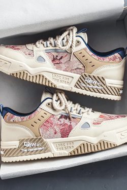 Beige And Red Sneakers - Y2K Summer, 90S Grunge, Retro Hip Hop, Y2K Party, Pastel Goth Style