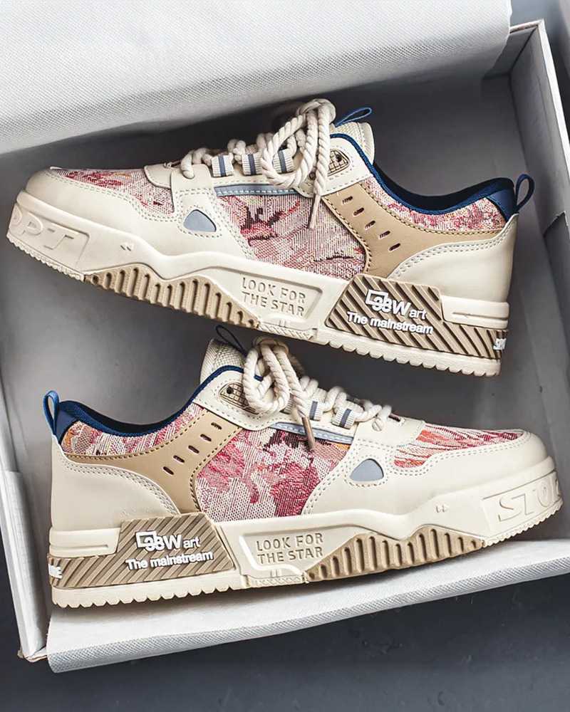 Beige And Red Sneakers - Y2K Summer, 90S Grunge, Retro Hip Hop, Y2K Party, Pastel Goth Style